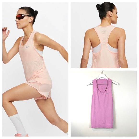 Nike Tops - Nike Pink Infinite Running Tank Slim Fit L NWT